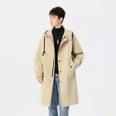 加荣 风衣男宽松休闲上衣高级感中长款英伦风大衣男春秋青少年连帽开衫披风秋冬季加棉加厚男装秋季潮牌户外男款斗篷防风外套 男女同款