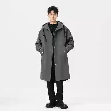 加荣 风衣男宽松休闲上衣高级感中长款英伦风大衣男春秋青少年连帽开衫披风秋冬季加棉加厚男装秋季潮牌户外男款斗篷防风外套 男女同款