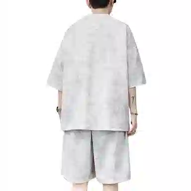 加荣 扎染青少年帅气学生复古高级感时尚初夏穿搭宽松直筒阔腿圆领短袖短裤休闲运动套装 男女同款