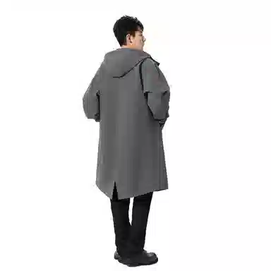 加荣 风衣男宽松休闲上衣高级感中长款英伦风大衣男春秋青少年连帽开衫披风秋冬季加棉加厚男装秋季潮牌户外男款斗篷防风外套 男女同款
