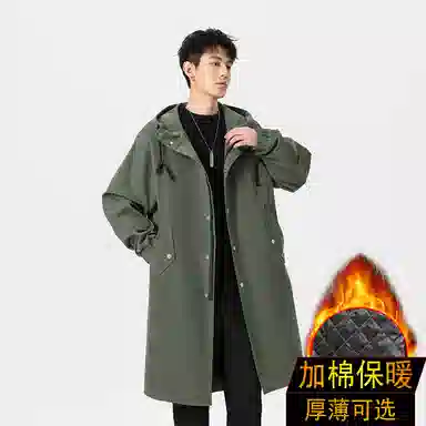 加荣 风衣男宽松休闲上衣高级感中长款英伦风大衣男春秋青少年连帽开衫披风秋冬季加棉加厚男装秋季潮牌户外男款斗篷防风外套 男女同款