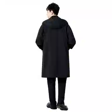 加荣 秋季中长款高级感英伦风大衣春秋潮流宽松休闲上衣男款青少年帅气连帽开衫披风户外防风斗篷秋冬季加绒加厚风衣外套 男女同款