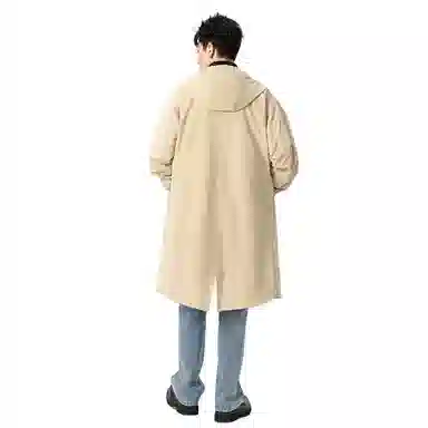 加荣 风衣男宽松休闲上衣高级感中长款英伦风大衣男春秋青少年连帽开衫披风秋冬季加棉加厚男装秋季潮牌户外男款斗篷防风外套 男女同款