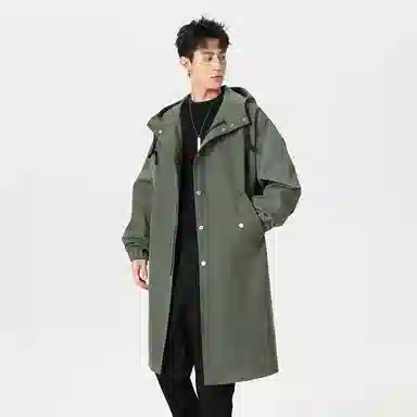 加荣 风衣男宽松休闲上衣高级感中长款英伦风大衣男春秋青少年连帽开衫披风秋冬季加棉加厚男装秋季潮牌户外男款斗篷防风外套 男女同款