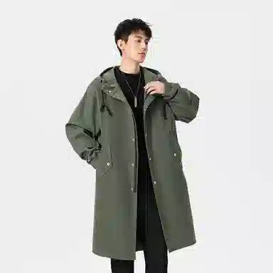 加荣 风衣男宽松休闲上衣高级感中长款英伦风大衣男春秋青少年连帽开衫披风秋冬季加棉加厚男装秋季潮牌户外男款斗篷防风外套 男女同款