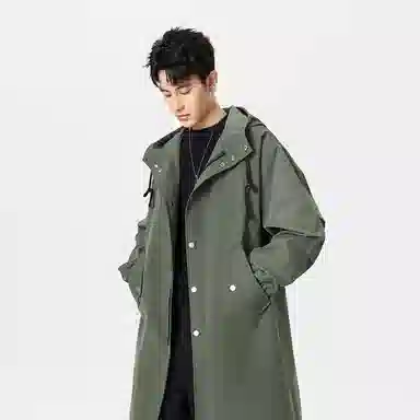 加荣 风衣男宽松休闲上衣高级感中长款英伦风大衣男春秋青少年连帽开衫披风秋冬季加棉加厚男装秋季潮牌户外男款斗篷防风外套 男女同款