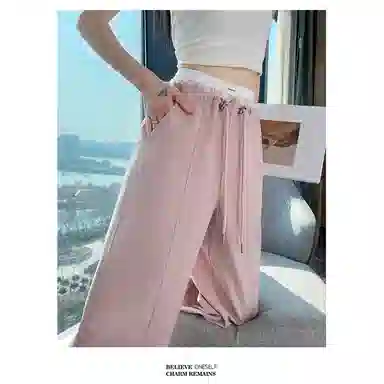 沐晓欣 速干裤工装裤薄款高腰束脚阔腿两穿哈伦运动裤休闲裤 女款