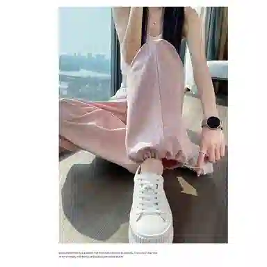 沐晓欣 速干裤工装裤薄款高腰束脚阔腿两穿哈伦运动裤休闲裤 女款