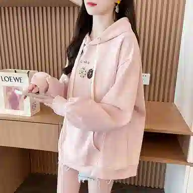 沐晓欣 连帽薄款卡通卫衣 女款