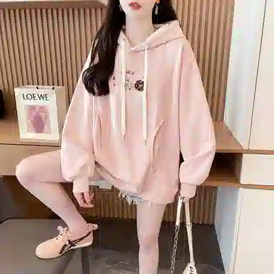 沐晓欣 连帽薄款卡通卫衣 女款