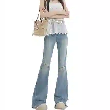 怪力萝莉 简约百搭舒适修身牛仔裤 女款