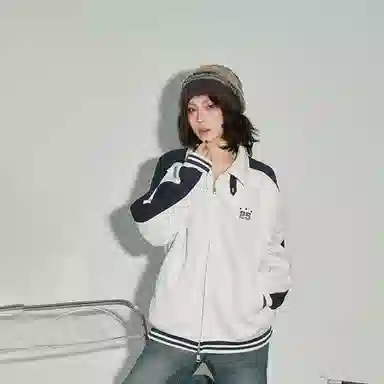 桴生 美式撞色立领休闲宽松春秋百搭情侣棒球服夹克 女款