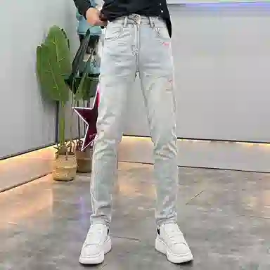 吉肯蒂 高端九分修身薄款潮流百搭舒适时尚复古牛仔裤 男款