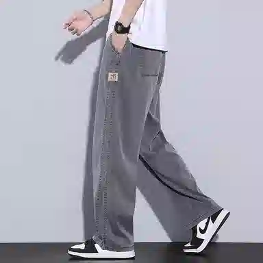 吉肯蒂 宽松垂感阔腿时尚百搭简约牛仔裤 男款