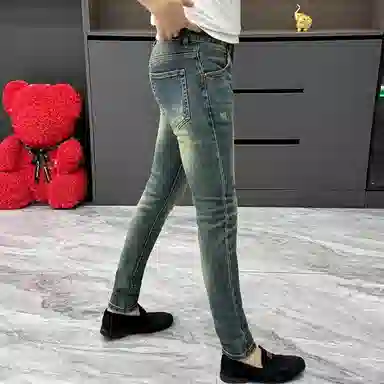 吉肯蒂 潮牌时尚修身小脚裤青年简约帅气直筒裤牛仔裤 男款