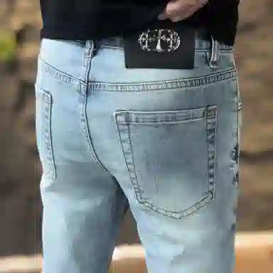 吉肯蒂 高端潮流百搭休闲简约水洗长裤子牛仔裤 男款