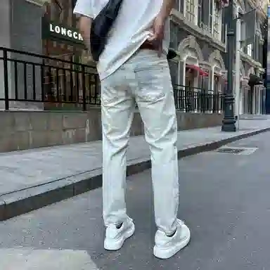 吉肯蒂 轻奢水洗九分裤百搭休闲修身水洗潮牌牛仔裤 男款