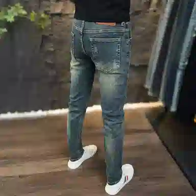 吉肯蒂 秋冬款轻奢潮流牛仔裤男士复古休闲百搭修身弹力小脚九分 男款