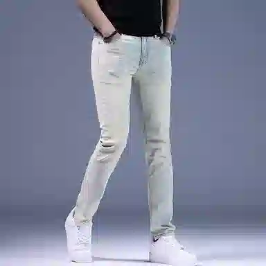 吉肯蒂 潮牌百搭日常休闲长裤修身小直筒牛仔裤 男款