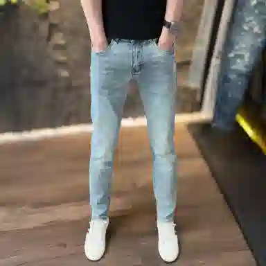 吉肯蒂 高端潮流百搭休闲简约水洗长裤子牛仔裤 男款