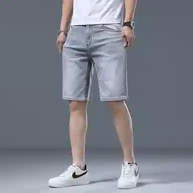 吉肯蒂 高端五分裤修身直筒牛仔短裤 男款