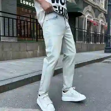 吉肯蒂 轻奢水洗九分裤百搭休闲修身水洗潮牌牛仔裤 男款