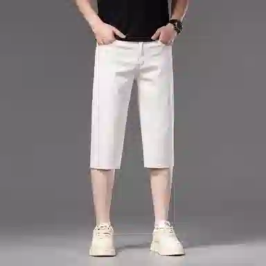 吉肯蒂 薄款潮流百搭休闲七分裤简约时尚牛仔短裤 男款