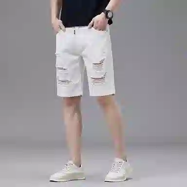 吉肯蒂 高端潮牌直筒五分裤夏季韩版古中裤牛仔短裤 男款