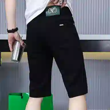 吉肯蒂 弹力舒适百搭简约五分牛仔短裤 男款