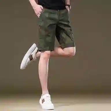 吉肯蒂 高端薄款宽松直筒款透气五分花裤休闲短裤 男款
