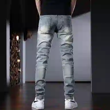 吉肯蒂 高端弹力修身小脚牛仔裤 男款