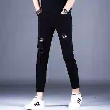 吉肯蒂 高级薄款高端修身小脚休闲百搭牛仔裤 男款