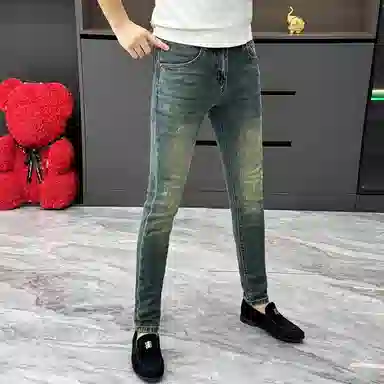 吉肯蒂 潮牌时尚修身小脚裤青年简约帅气直筒裤牛仔裤 男款