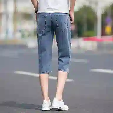 吉肯蒂 直筒夏季薄款七分裤韩版潮流休闲牛仔短裤 男款