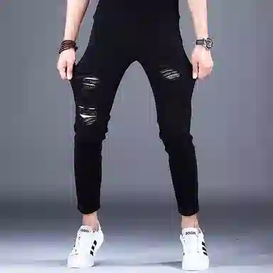 吉肯蒂 高级薄款高端修身小脚休闲百搭牛仔裤 男款