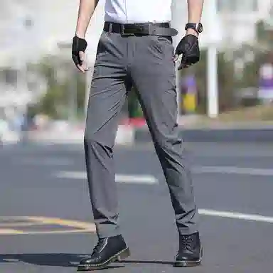 吉肯蒂 夏季薄款冰丝直筒潮牌战术裤休闲裤 男款