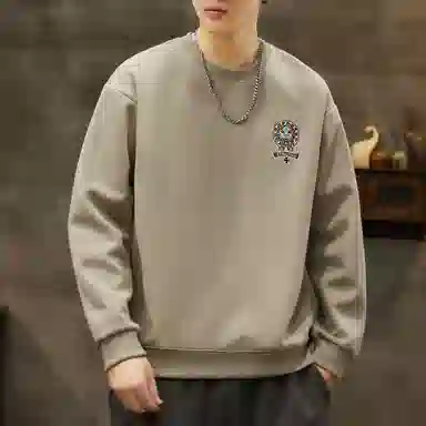 吉肯蒂 国潮圆领男秋季中国风潮牌印花套头衫重磅修身百搭上衣服卫衣 男款