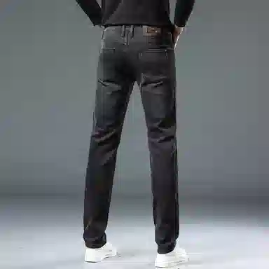 吉肯蒂 潮牌轻奢口袋印花长裤潮男痞帅修身百搭青年显瘦牛仔裤 男款