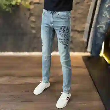 吉肯蒂 薄款潮流修身时尚长裤柔软简约舒适百搭牛仔裤 男款