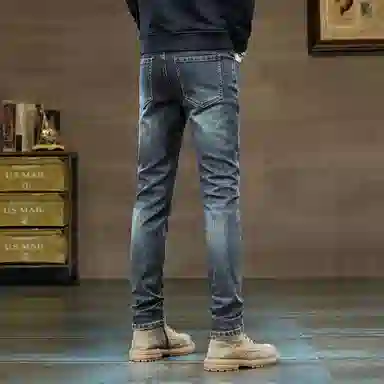 吉肯蒂 复古高端男士修身小脚弹力时尚长裤牛仔裤 男款