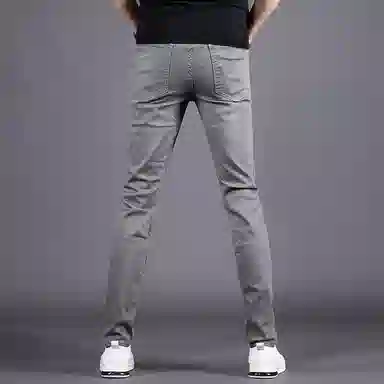 吉肯蒂 修身小脚百搭通勤潮流设计感牛仔裤 男款