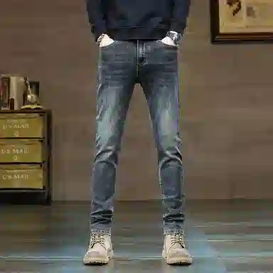 吉肯蒂 复古高端男士修身小脚弹力时尚长裤牛仔裤 男款