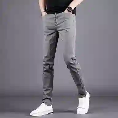 吉肯蒂 修身小脚百搭通勤潮流设计感牛仔裤 男款