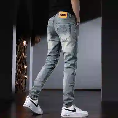 吉肯蒂 高端弹力修身小脚牛仔裤 男款