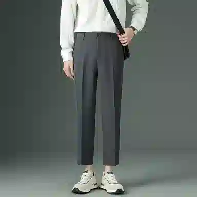 吉肯蒂 九分休闲西裤男秋季抗皱垂感修身直筒西装裤男士长裤 男款