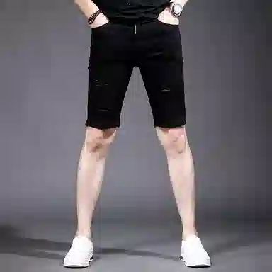 吉肯蒂 潮牌薄款潮流百搭帅气休闲五分裤中裤牛仔短裤 男款