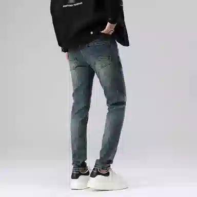 吉肯蒂 秋冬水洗复古蓝韩版百搭修身小脚裤弹力长裤牛仔裤 男款