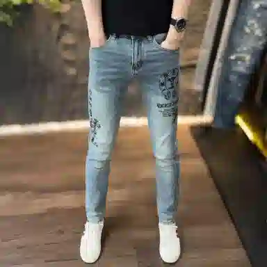 吉肯蒂 薄款潮流修身时尚长裤柔软简约舒适百搭牛仔裤 男款