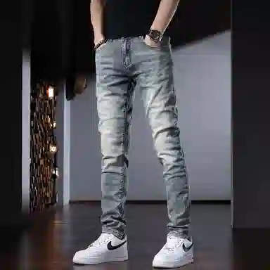 吉肯蒂 高端弹力修身小脚牛仔裤 男款