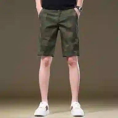 吉肯蒂 高端薄款宽松直筒款透气五分花裤休闲短裤 男款